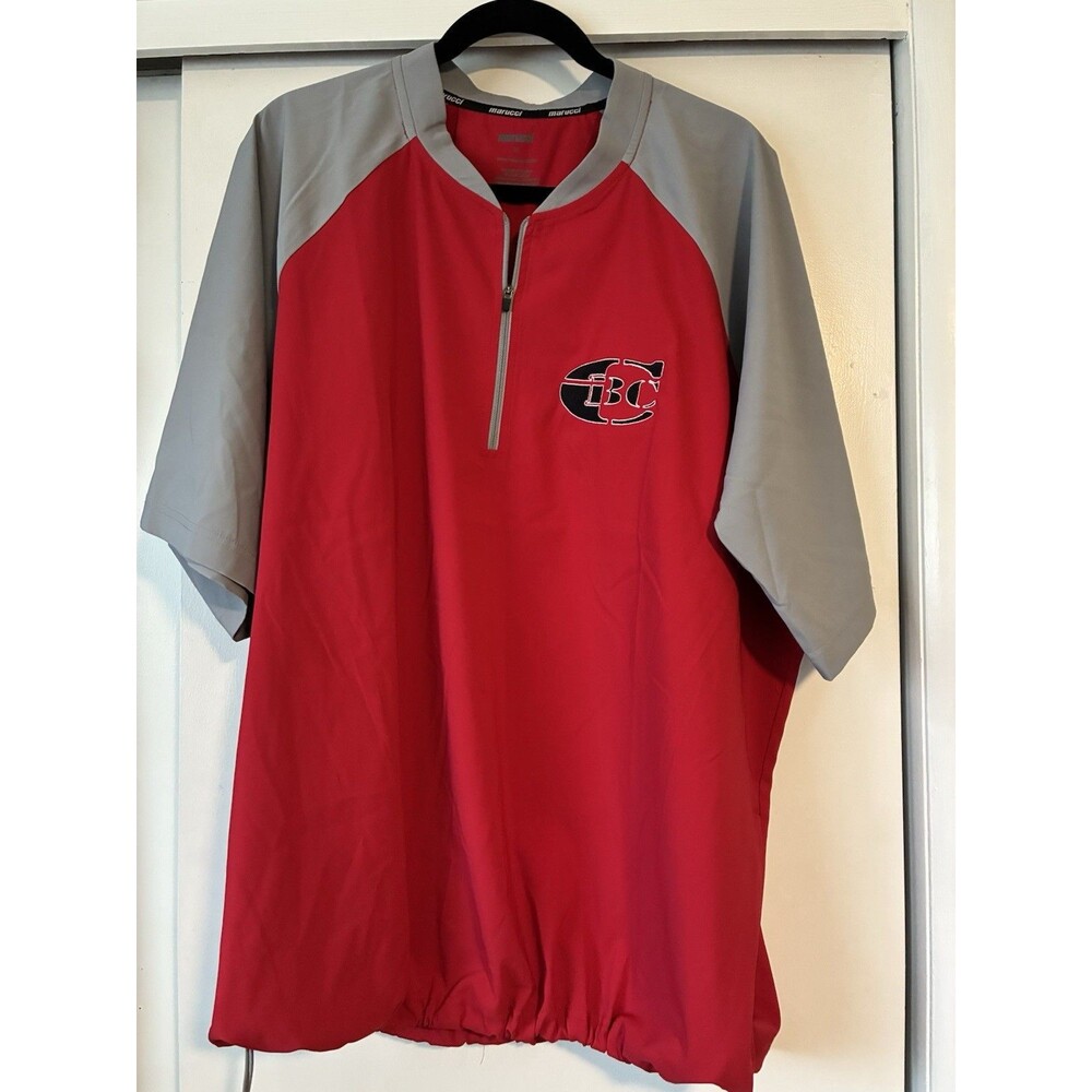 Men’s Short Sleeve Cage Jacket Size XL  Red with Gray Sleeves 1/4 Zip Pullover